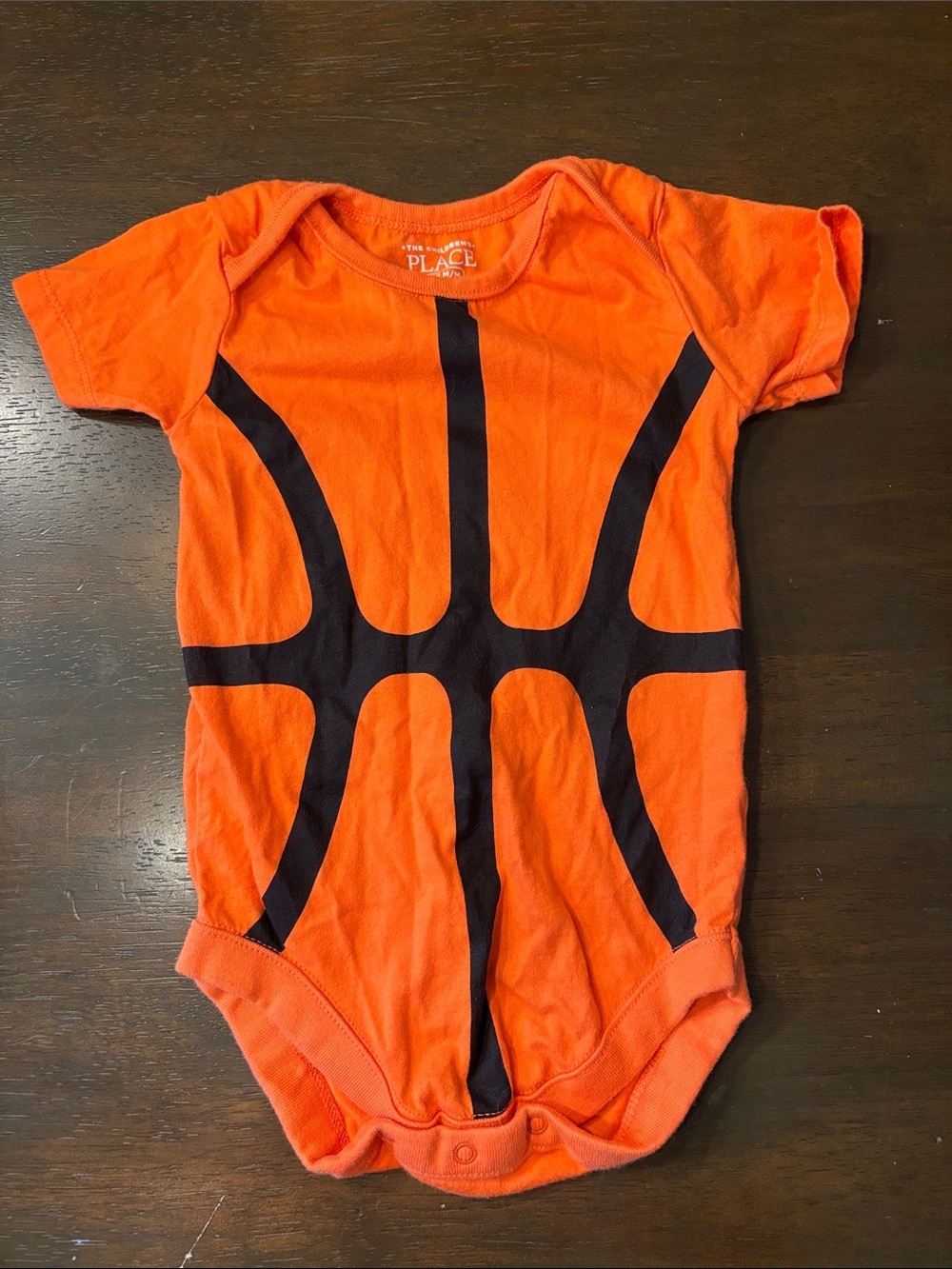 The Children's Place Orange Basketball Print One-Piece Bodysuit
